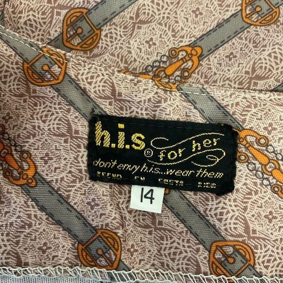 Vintage 1980's His for Her Women's Size 14 Brown Anchor Print Back Zipper Top - Picture 10 of 11